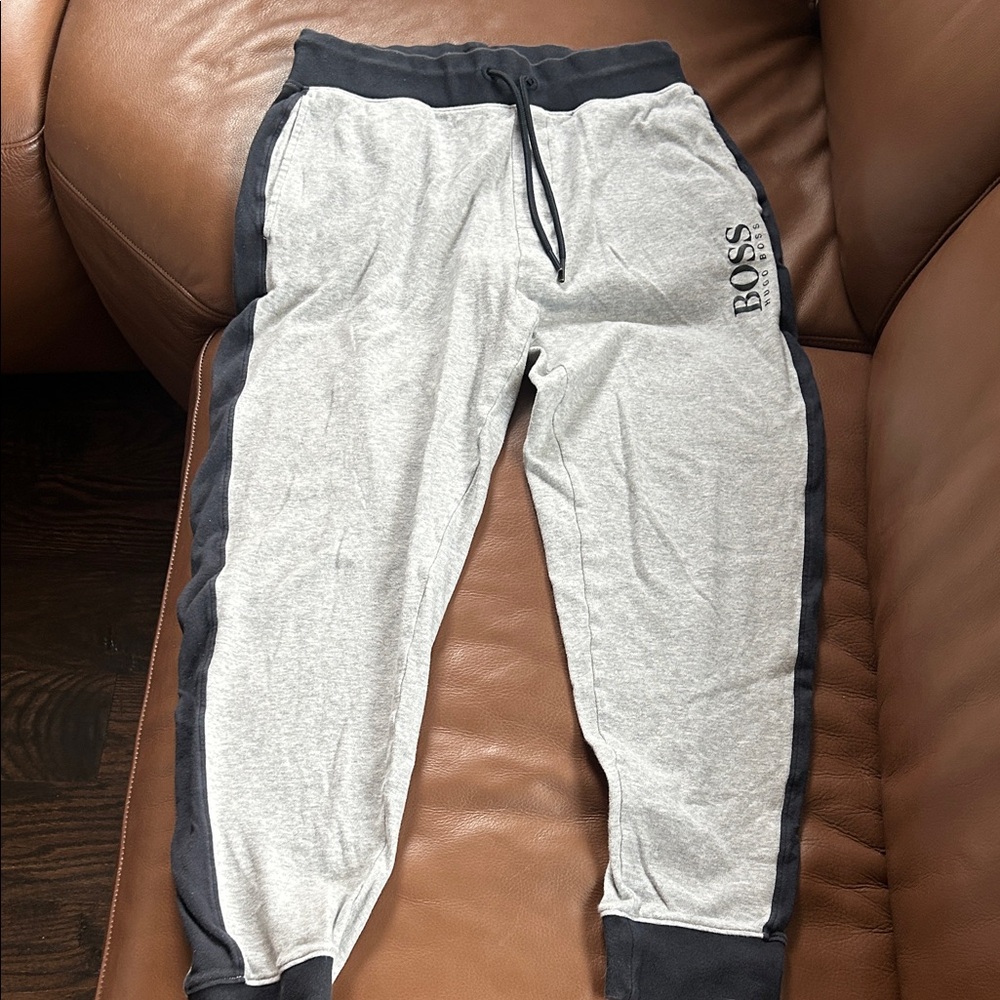 Hugo Boss Light Gray Joggers with Dark Accents